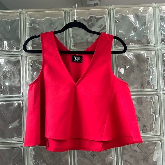 Parallel Lines Swing Crop Top. Size Medium (Red) - Picture 1 of 2